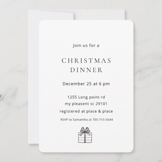 Minimalistisch Elegant Kerstdiner Kaart (Voorkant)