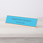 Minimalistisch Elegant klassiek blauw Bureau Naambordje (Voorkant)