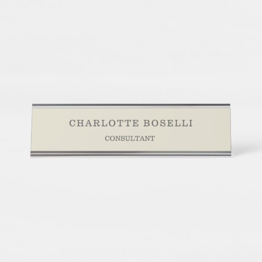 Minimalistisch elegant klassiek, eenvoudig bureau naambordje (Voorkant)