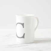 Minimalistisch Elegant Klassiek Monogram Initiaal  Porselein Kop (Voorkant rechts)