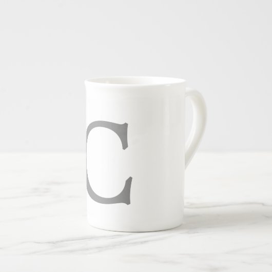 Minimalistisch Elegant Klassiek Monogram Initiaal  Porselein Kop (Voorkant rechts)