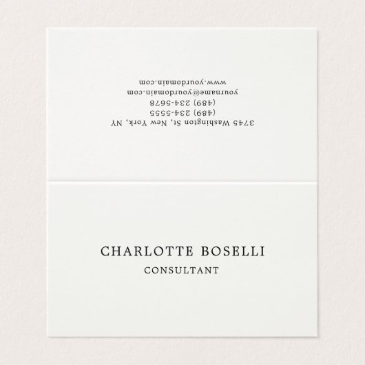Minimalistisch elegant klassiek professioneel cum visitekaartje (Buitenkant ongevouwen)