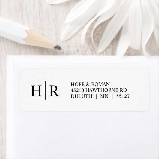 Minimalistisch Elegant Klassiek Zwart Wit Monogram Etiket (Insitu)