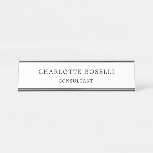 Minimalistisch elegant klassieker bureau naambordje (Voorkant)