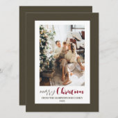 Minimalistisch Elegant Lijst Familie Kerst 3 Foto Feestdagenkaart (Voorkant / Achterkant)