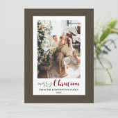 Minimalistisch Elegant Lijst Familie Kerst 3 Foto Feestdagenkaart (Staand voorkant)
