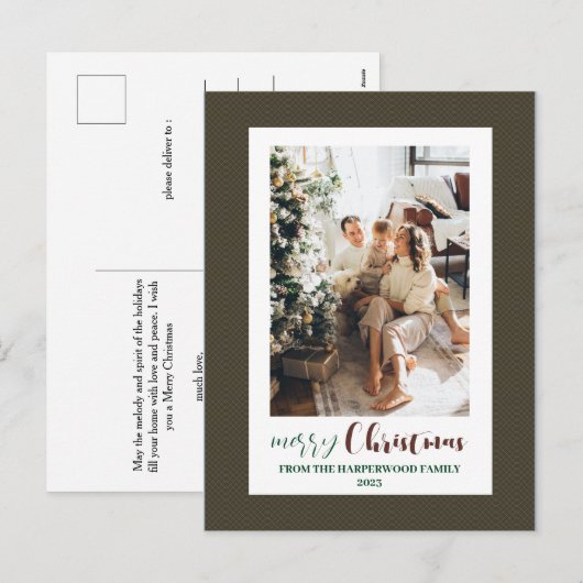 Minimalistisch Elegant Lijst Familie Kerstfoto Feestdagenkaart (Voorkant / Achterkant)