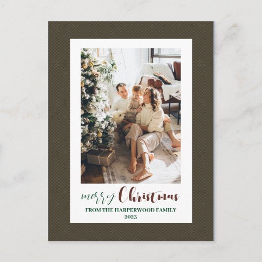 Minimalistisch Elegant Lijst Familie Kerstfoto Feestdagenkaart (Voorkant)