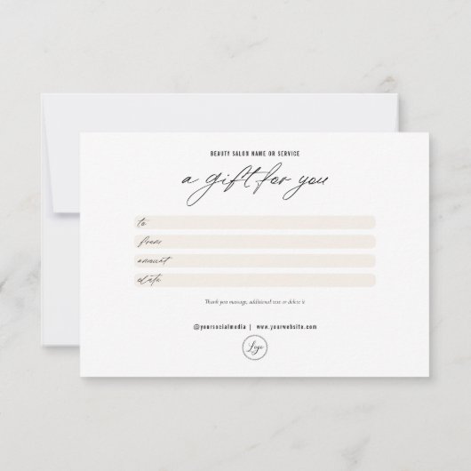 Minimalistisch Elegant met Logo Cadeaubon Bedankkaart (Achterkant)