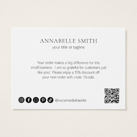 Minimalistisch Elegant Modern Business Bedankt Visitekaartje (Achterkant)