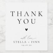 Minimalistisch Elegant Modern Dank u bruiloftsguns Wijn Etiket (Enkel label)
