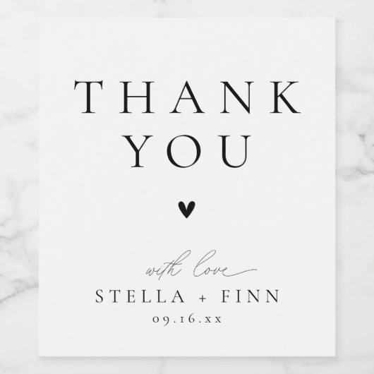 Minimalistisch Elegant Modern Dank u bruiloftsguns Wijn Etiket (Enkel label)