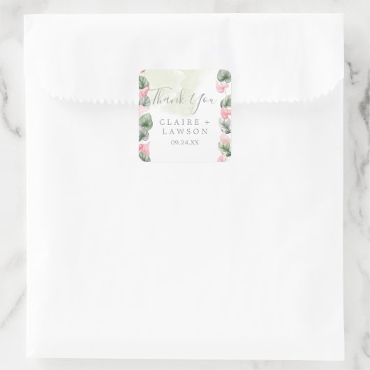 Minimalistisch Elegant Modern Dank u Klassieke Ron Vierkante Sticker (Tas)