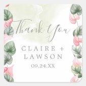 Minimalistisch Elegant Modern Dank u Klassieke Ron Vierkante Sticker (Voorkant)