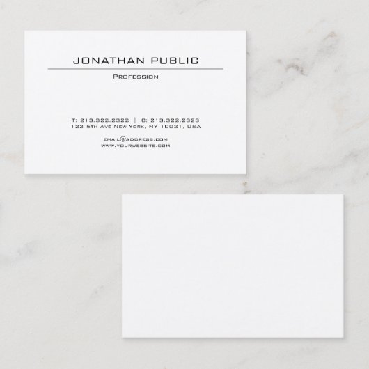 Minimalistisch elegant modern design met hoge tone visitekaartje (Voorkant / Achterkant)