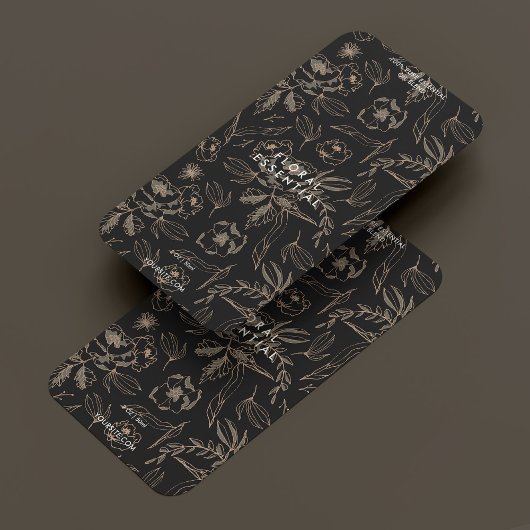 Minimalistisch Elegant Modern Floral Zwart Etiket