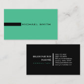Minimalistisch Elegant Modern Ocean Green en Black Visitekaartje (Voorkant / Achterkant)