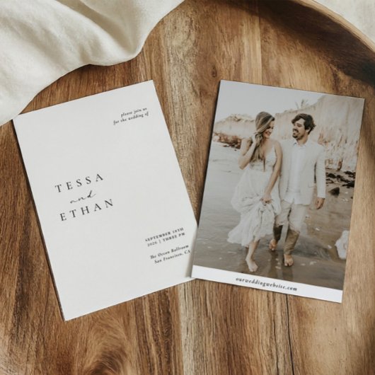 Minimalistisch Elegant Modern Photo Wedding Kaart