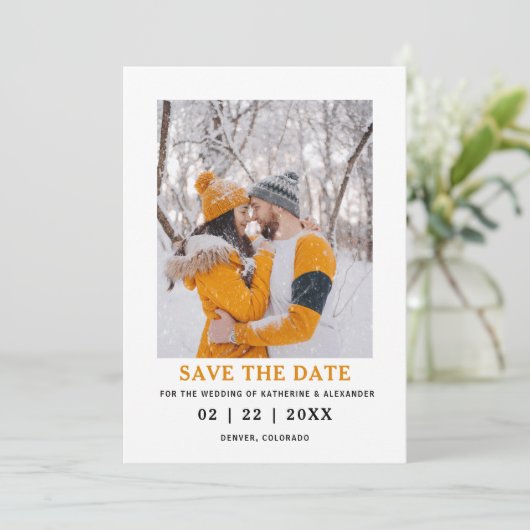 Minimalistisch Elegant Modern Photo Wedding Save The Date (Staand voorkant)