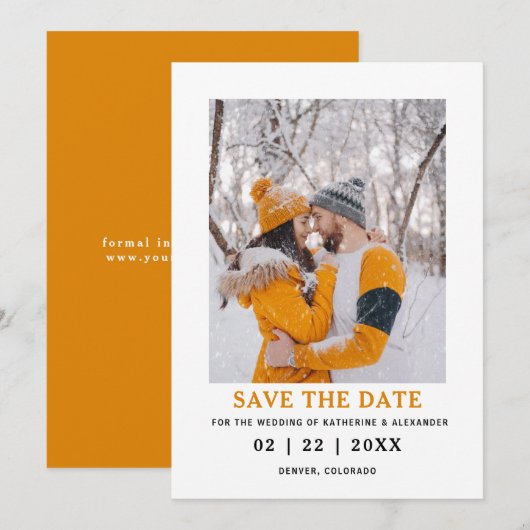 Minimalistisch Elegant Modern Photo Wedding Save The Date (Voorkant / Achterkant)