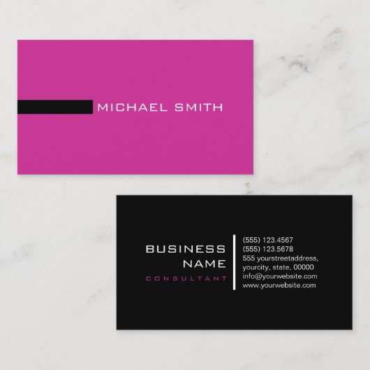 Minimalistisch Elegant Modern Royal Fuchsia en Bla Visitekaartje (Voorkant / Achterkant)