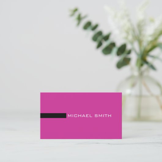 Minimalistisch Elegant Modern Royal Fuchsia en Bla Visitekaartje (Staand voorkant)