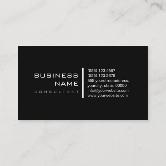 Minimalistisch elegant modern Titanium en zwart Visitekaartje (Achterkant)