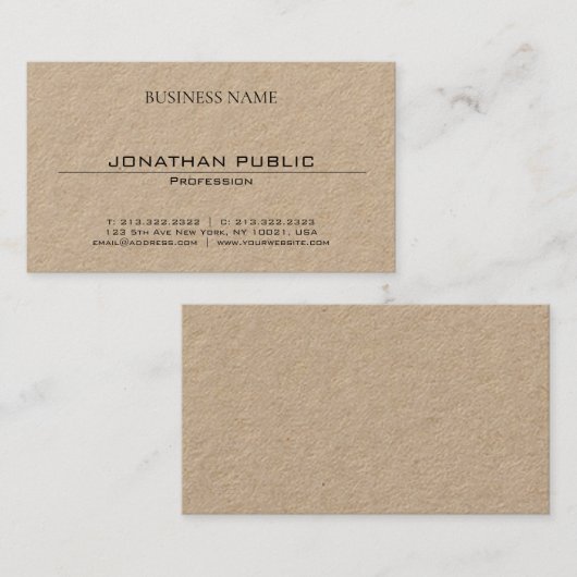 Minimalistisch elegant modern trendy bruin kraftpa visitekaartje (Voorkant / Achterkant)