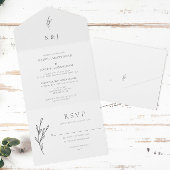 Minimalistisch Elegant Monogram Bruiloft Zwart Wit All In One Uitnodiging
