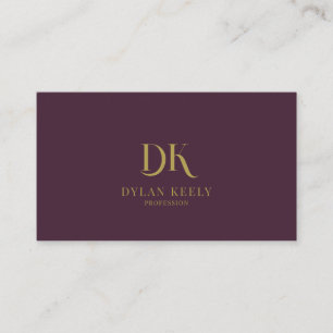 Minimalistisch Elegant Monogram Donker Maroon Rood Visitekaartje