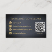 Minimalistisch Elegant Monogram Donker Navy Blauw Visitekaartje (Achterkant)