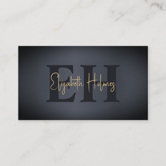 Minimalistisch Elegant Monogram Donker Navy Blauw Visitekaartje (Voorkant)