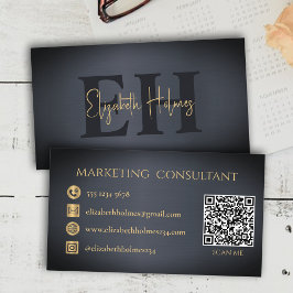 Minimalistisch Elegant Monogram Donker Navy Blauw Visitekaartje