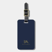 Minimalistisch Elegant Monogram Donkerblauw Goud S Bagagelabel (Voorkant verticaal)