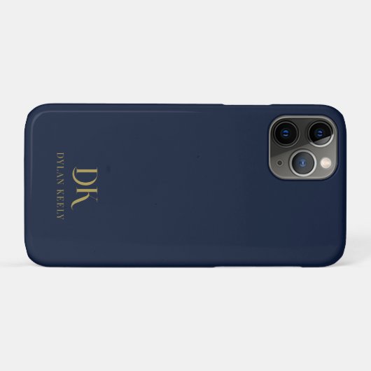 Minimalistisch Elegant Monogram Donkerblauw Goud S Case-Mate iPhone Case (Achterkant (horizontaal))