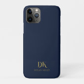 Minimalistisch Elegant Monogram Donkerblauw Goud S Case-Mate iPhone Case (Achterkant)