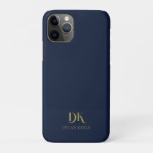 Minimalistisch Elegant Monogram Donkerblauw Goud S