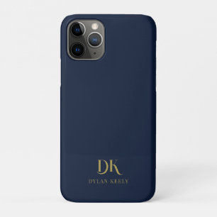 Minimalistisch Elegant Monogram Donkerblauw Goud S Case-Mate iPhone Case