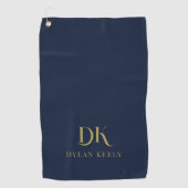 Minimalistisch Elegant Monogram Donkerblauw Goud S Golfhanddoek (Voorkant)