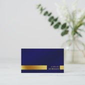 Minimalistisch Elegant Monogram Donkerblauw Goud Visitekaartje (Staand voorkant)