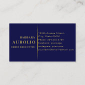 Minimalistisch Elegant Monogram Donkerblauw Goud Visitekaartje (Achterkant)