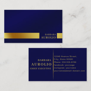 Minimalistisch Elegant Monogram Donkerblauw Goud Visitekaartje