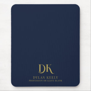 Minimalistisch Elegant Monogram Donkerblauw Stijlv Muismat