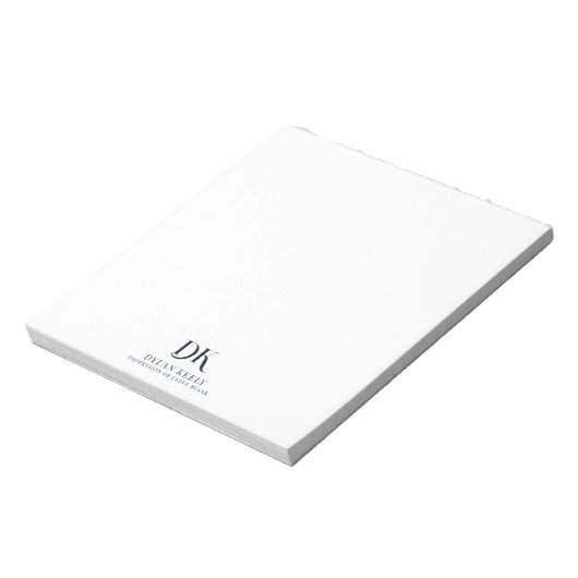 Minimalistisch Elegant Monogram Donkerblauw Stijlv Notitieblok (Linkerzijde)