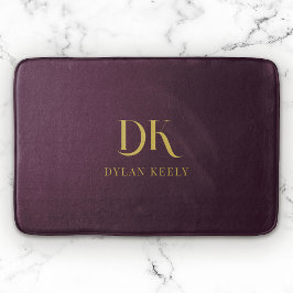 Minimalistisch Elegant Monogram Donkerrood Goud St Badmat
