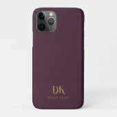 Minimalistisch Elegant Monogram Donkerrood Goud St Case-Mate iPhone Case (Achterkant)