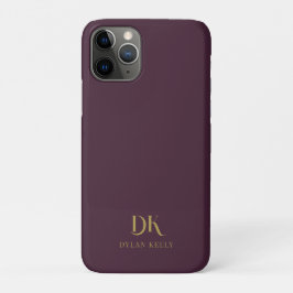 Minimalistisch Elegant Monogram Donkerrood Goud St Case-Mate iPhone Case