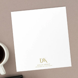 Minimalistisch Elegant Monogram Donkerrood Goud St Notitieblok