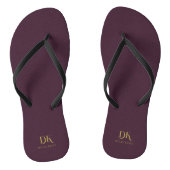 Minimalistisch Elegant Monogram Donkerrood Goud St Teenslippers (Voetbed)