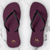 Minimalistisch Elegant Monogram Donkerrood Goud St Teenslippers